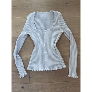 Cider Ribbed Button Front Top Womens XL Lettuce Edge Elena Core Balletcore Y2K